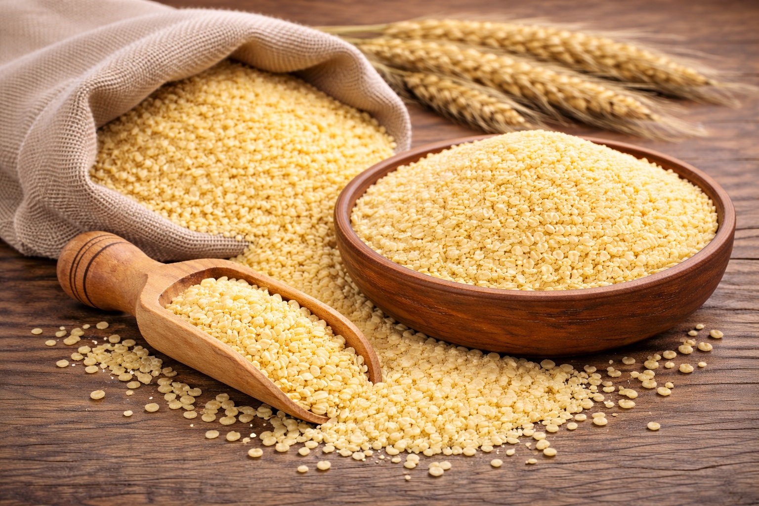 couscous grains in a bowl