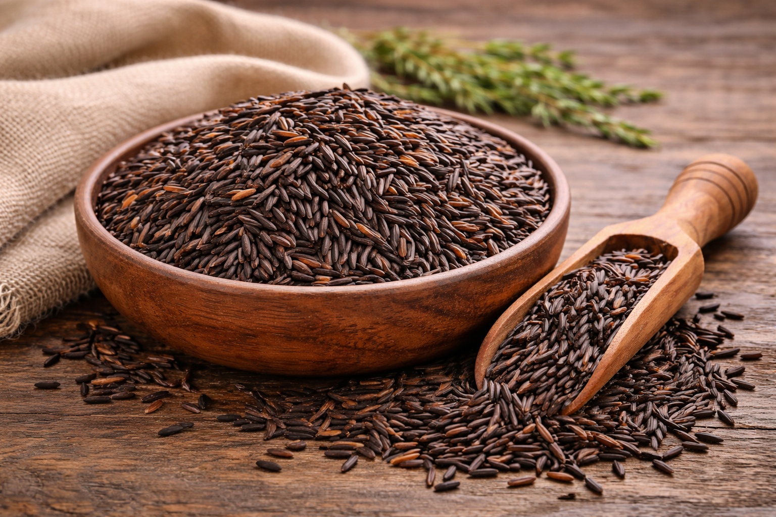 wild rice grains in a bowl