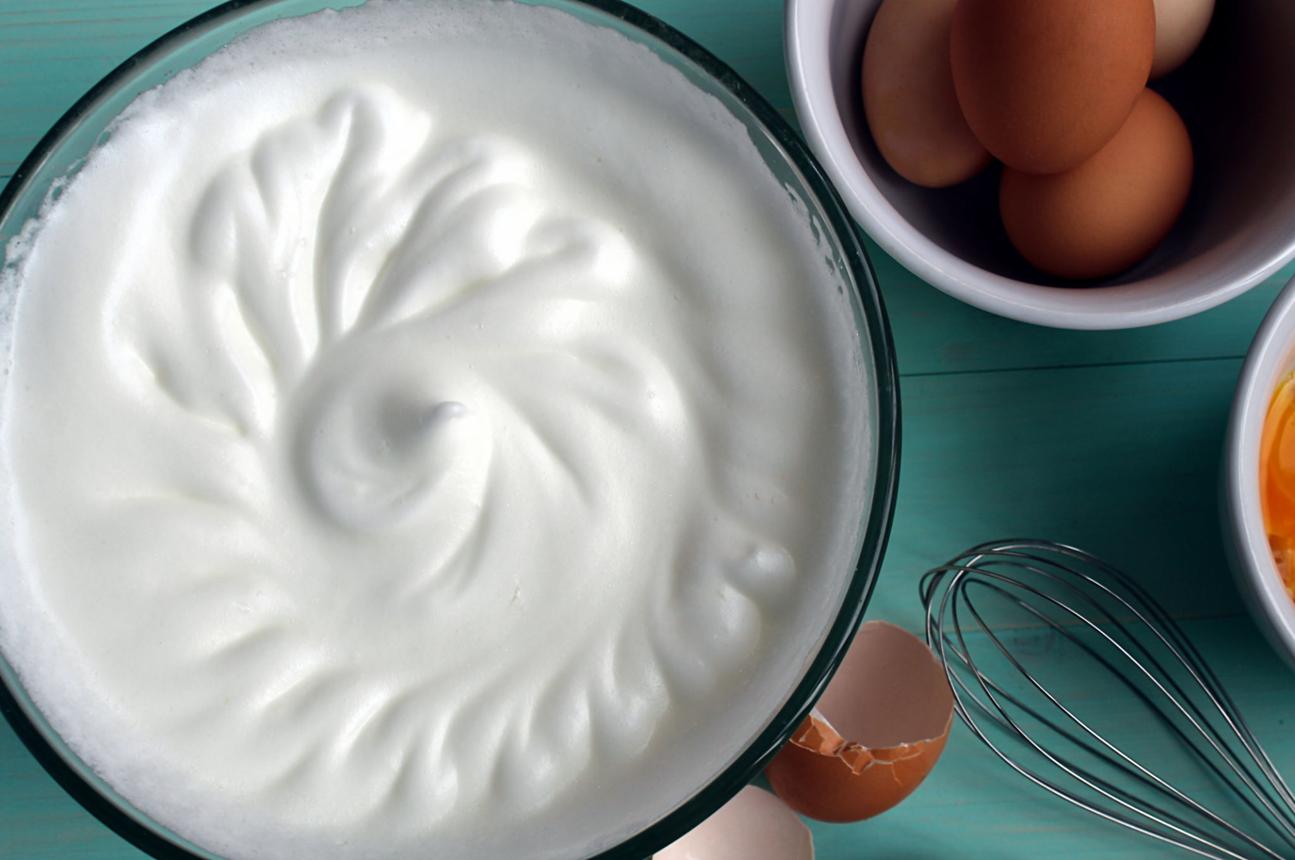 raw egg whites in bowl