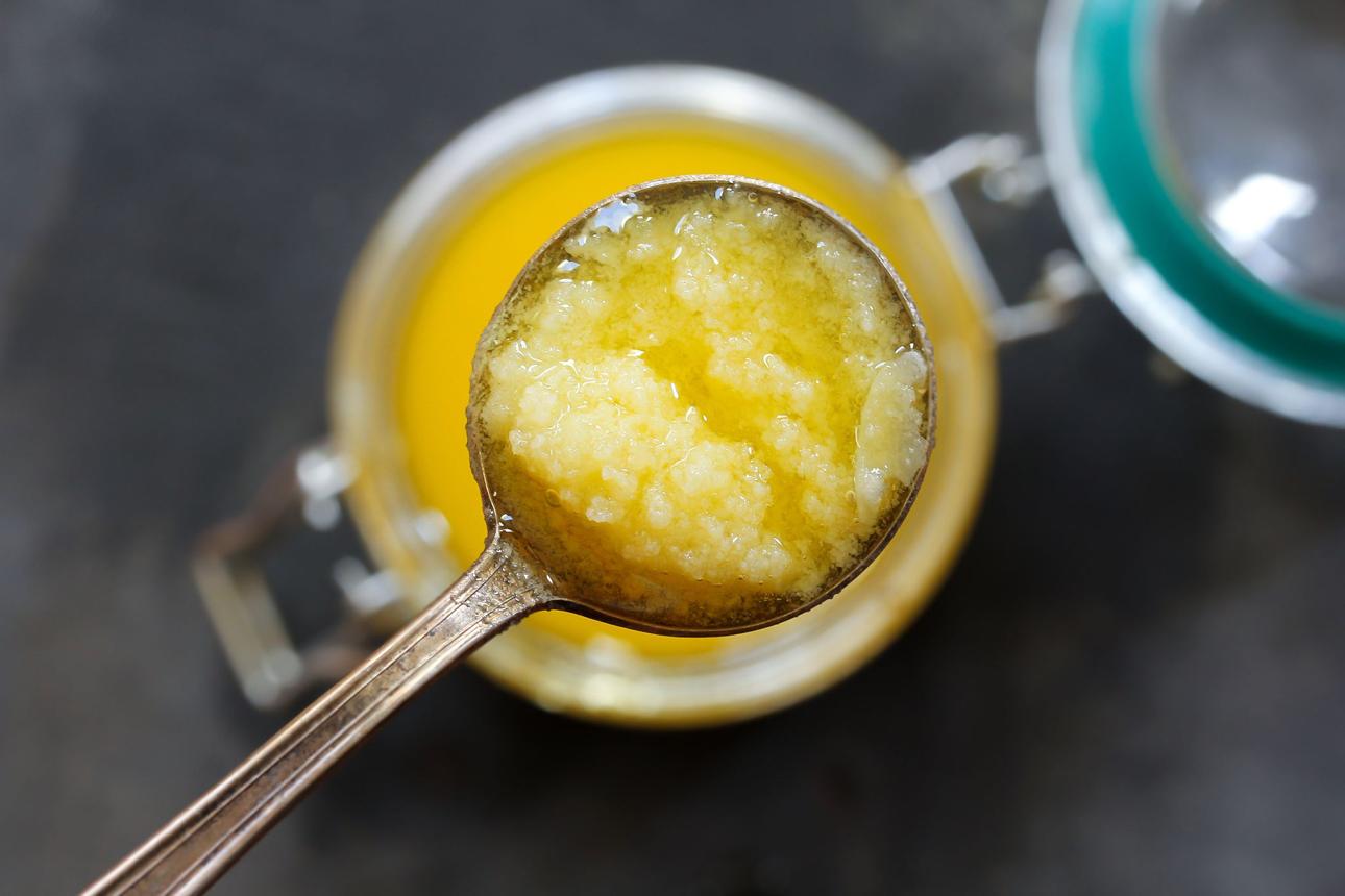 ghee in jar with spoon